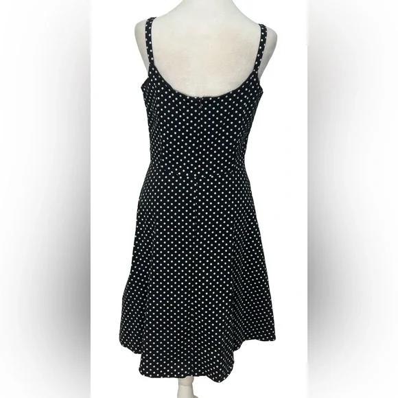 K & Co Polka Dot Dress Black White Fit Flare Sleeveless 10 Wedding Guest Retro - Picture 5 of 8